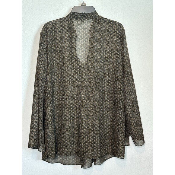 Lauren Ralph Lauren Blouse Womens 1X Brown‎ Sheer Pleated Front Polyester Top - Picture 3 of 3
